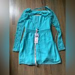 Oh Polly NWT  Florence long sleeve cowl neck A-line mini dress 4 aqua Photo 7