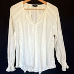 Frye white boho y2k flowy long sleeved blouse lacy women's medium semi-sheer Photo 0