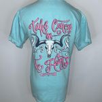 Comfort Colors CAVENDERS //  Mint Blue Green Graphic Tee T-Shirt Small Cancer Photo 8
