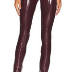 Spanx NWT Faux Patent Leather Shiny Leggings Ruby Burgundy Size XS PETITE Photo 0