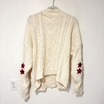 Taylor Swift  Cream Chunky Knit RED Cardigan Star Patches VNeck Sweater Med/Large Photo 4