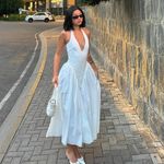 House Of CB House‎ of CB 'Marilyn' White Cotton Halter Midi Sundress NWOT size XS Photo 3