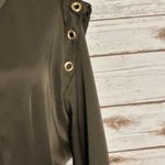 Zara olive green satin grommet detail belted Ring Trim maxi shirtdress Size Medium Photo 3