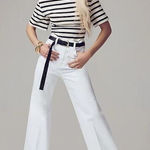 J.Crew  Petite Five‎ Pocket Wide Leg Jean in White Wash Size 32P Fisherman Photo 0