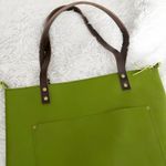PORTLAND LEATHER | Super Unicorn Green Apple Zipper Dark Brown Handles | Medium Photo 1