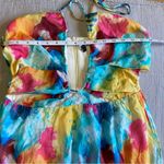 Lulus NWOT  Stunning One Multi Abstract Print Drawstring Halter Maxi Dress Photo 6