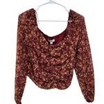 BB Dakota By Steve Madden Don't Ruche Me Top Pumpkin Kaija Floral Size Small NWT Photo 5
