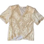 Laurence Kazar Vintage  Cream Gold Tassel Beaded Sequin Metallic Glam Blouse top Photo 0