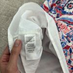 Loft Scribble Ruffle off the Shoulder Dress red white Blue White Mexican inspire Photo 6