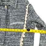 ZARA Basic Boucle Blue White Tassel Patch Pockets Button Up Tweed Jacket Size M Photo 7