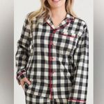 Hanna Andersson Flannel Buffalo Plaid long sleeve button down Pajama Top Black Size M Photo 0