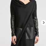 BLANK NYC  | Black Drape Front Mix Media Jacket in Roll Over Size XS Photo 0