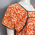 Muumuu Dress Orange White Pattern Batik Fabric‎ Short Sleeves Maxi Bow Casual Photo 12