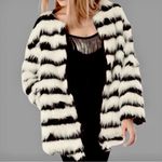 BOHO CHIC Black and White Striped Faux Fur Jacket Size Large Photo 3