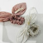 Love Shack Fancy  pink and white hair scrunchies NEW Photo 2