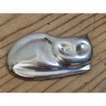 925 Sterling Silver Vintage Mexico Cat Pin Brooch Sleeping Laying Kitty 1.5" Photo 1