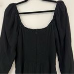 Reformation  Black Mini Dress with Puff Sleeve and Tie Front Photo 7