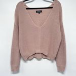 Lulus Feel It Still Taupe Knit Sweater Top Oversized Slouchy Large V Photo 1