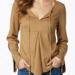 POLA Women’s Faux Suede Boho Angel Sleeve Top Tan Photo 0