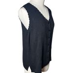 Cottagecore Ramie Knit Vest Floral Embroidered Button Front Bentley Womens M Black Size M Photo 8