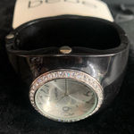 Bebe  Quartz Cuff Watch Black with Silver Crystals New with Pouch Photo 0