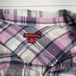 Merona  Lavender Pink Plaid Button Down Collared Shirt Size Extra Large Photo 35