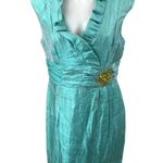 Jessica Howard  Green Sleeveless Jeweled Rhinestone Ruffle Mini Sheath Dress 10 Photo 0