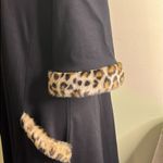Sara Campbell black short sleeve fur trim cheetah front pockets swing dress Size L Photo 15