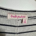 Fresh Produce  Open Front Cardigan Sweater Women L Gray Blue Nautical Stripe USA Photo 7
