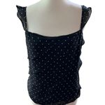 ZARA Basic Black Polka Dot Ruffle Chiffon Top - Size L Romantic Coquette Photo 0