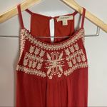 One the Land Embroidered Woven Tank Sleeveless Dress cutout tie back Size Small Red Photo 3