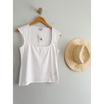 J.Crew  Factory | NWT Cap-sleeve stretch cotton-blend squareneck top White | Sz M Photo 1