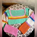 Crochet Cropped Multicolor Sweater the cutest cropped ever! Bright boho crop Pink Size undefined Photo 0