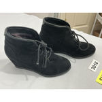 Madden Girl Womans  Dallyy Size 5.5 M Black Lace Up Wedge Booties Photo 1