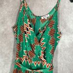 JustFab  Orange & Green Zig Zag V-Neck Tank Dress | Size Medium Photo 4