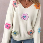 Boutique  crochet flower cream sweater  Photo 4