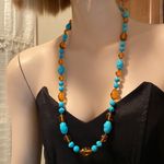 J.O.A. Rivers Dyed Turquoise/Amber Glass Necklace Photo 0