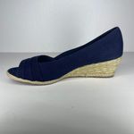 Coach and Four Women's Espadrilles Black Open Toe Wedge Sandals Sz 8.5 Casual Blue Photo 3