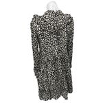 ZARA  Black Cream Leopard Animal Print Long Sleeve Ruffle Mini A-line Dress XS Photo 4