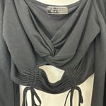 Blue Blush Black Ruched Blouse Photo 1