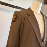 J'envie New York Made in USA Rose Embellished Single Button Blazer Size 14 Tan Photo 13