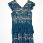 Maeve Anthropologie  Elsa Green Lace Overlay Peplum Dress Size Small Photo 5