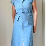 Vintage 60s Ultra Suede Dress baby Blue Size Small A line Retro Minimalist Photo 8