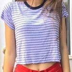 Brandy Melville Blue Striped Cropped Ringer Tee Photo 0