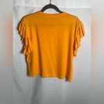 ZARA  Ruffle Sleeve Mustard Yellow T-Shirt Top Size M Short Sleeve Casual Photo 1