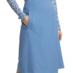 Hugo Boss NEW  Vollemo Wrap Front A-Line Midi Skirt in Mountain Blue Size 4, $298 Photo 3