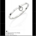 Michael Kors CZ dangle heart, steel bangle bracelet Photo 1