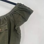 Aeropostale  Buttoned Off-The-Shoulder‎ Crop Top Military Style Olive Green XS Photo 5