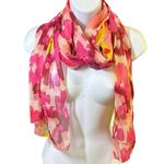Unbranded Women's Berry Pink Yellow PRINTED WRAP Scarf 20"x84" Photo 0