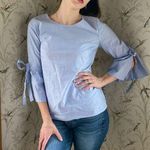 J.Crew Artist 3/4 Sleeve Bow Detail Boat Neck Cotton Blouse XS Photo 0